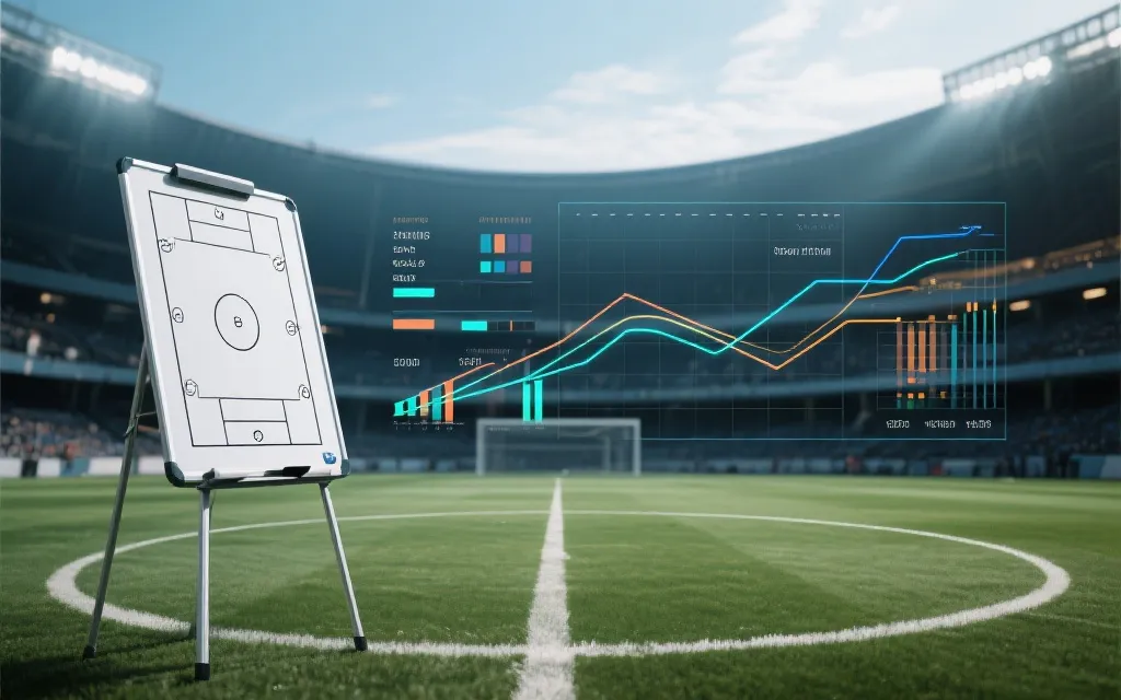 战术板与数据可视化叠加在球场背景上，强调隐性数据与黑马识别