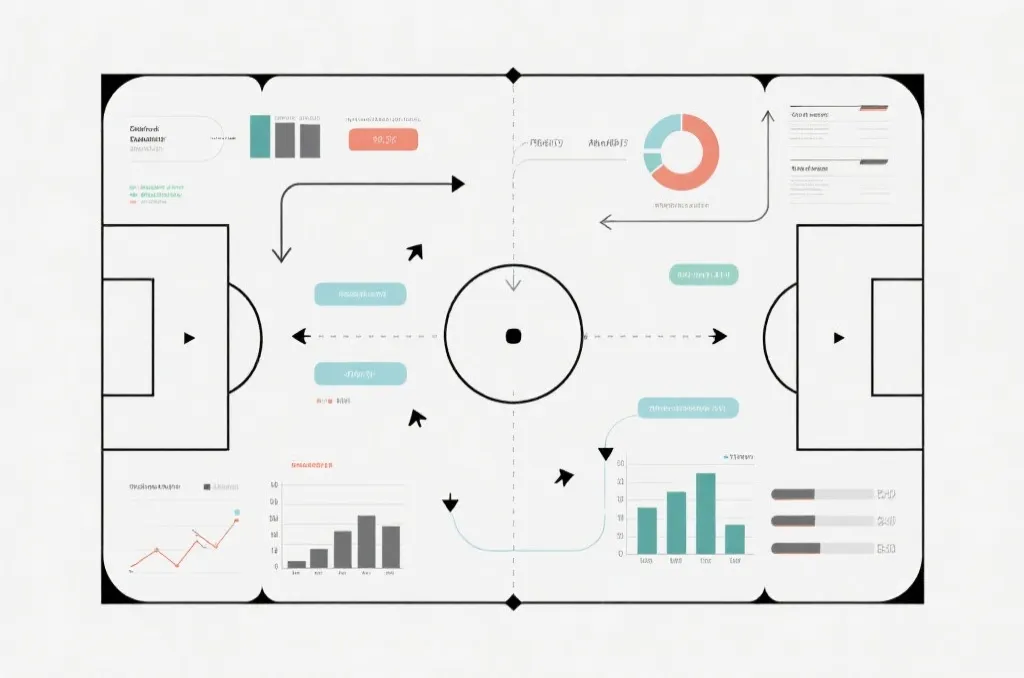 世界杯淘汰赛对阵图，充满战术分析的箭头和图标